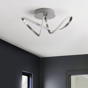 Chantelle 19.5" Modern Minimalist Aluminum Loop Integrated LED Semi Flush Mount - JONATHAN Y